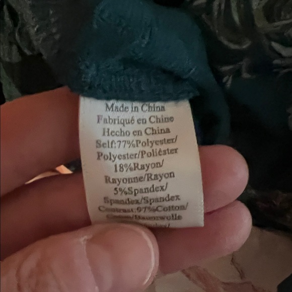 Anthropologie Porridge green textured floral sleeve mixed media sweatshirt-S - Picture 7 of 7